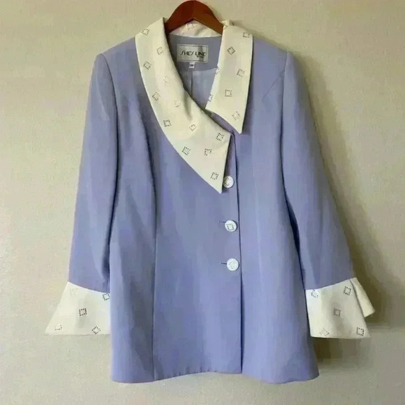 Vintage She’s Line Style 2359 New York Multicolored Blazer Jacket Size 14 Lilac - Picture 1 of 8